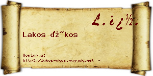 Lakos Ákos névjegykártya
